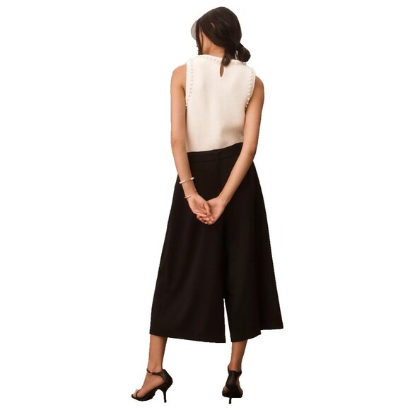 Maeve Anthropologie Tie-Waist Culottes Pants Wide‎ Leg Womens Sz 6 Black Cropped - Picture 10 of 15